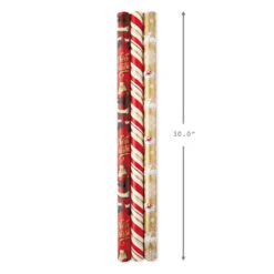 Hallmark Red And Gold 3-Pack Reversible Christmas Wrapping Paper, 120 Sq. Ft. -Fashion Accessories Store 3Pack Red and Gold Reversible Christmas Wrapping Paper 5JXW1029 03