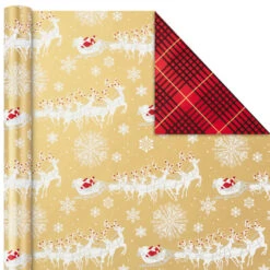 Hallmark Red And Gold 3-Pack Reversible Christmas Wrapping Paper, 120 Sq. Ft. -Fashion Accessories Store 3Pack Red and Gold Reversible Christmas Wrapping Paper 5JXW1029 06