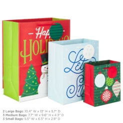 Hallmark Let It Snow 8-Pack Holiday Gift Bags, Assorted Sizes And Designs -Fashion Accessories Store 8 Pack Assorted Holiday Gift Bags XGB1403 03