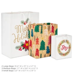 Hallmark Assorted Holiday Merry 8-Pack Small, Medium And Large Christmas Gift Bags -Fashion Accessories Store Assorted Small Large Holiday Prints Christmas Gift Bags 5XGB1412 03