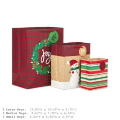 Hallmark Assorted Rustic Designs 8-Pack Small, Medium And Large Christmas Gift Bags -Fashion Accessories Store Assorted Small Large Rustic Christmas Gift Bags 5XGB4894 03