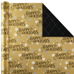 Hallmark Black And Gold 4-Pack Reversible Holiday Wrapping Paper Assortment, 150 Sq. Ft. -Fashion Accessories Store Black and Gold Reversible Wrapping Paper Assortment 5JXW1737 03