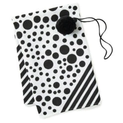Hallmark 26" Black-and-White Fabric Gift Wrap With Elastic Band -Fashion Accessories Store BlackandWhite Square Flat Wrapping Cloth 1299EJR6377 03