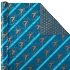 Hallmark Elegant Blues 4-Pack Blue And Gold Reversible Wrapping Paper, 150 Sq. Ft. 11 Hallmark Elegant Blues 4-Pack Blue And Gold Reversible Wrapping Paper, 150 Sq. Ft. -Fashion Accessories Store Blue and Gold Holiday Reversible Wrapping Paper 5JXW1739 03