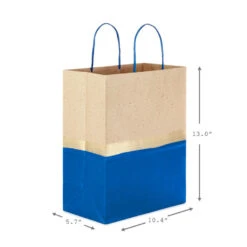Hallmark 13" Blue And Kraft Paper 6-Pack Gift Bag -Fashion Accessories Store Blue and Kraft Paper 6Pack Large Gift Bags 5EGB6399 03