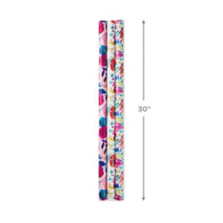 Hallmark Bright Florals 3-Pack Reversible Wrapping Paper, 120 Sq. Ft. Total -Fashion Accessories Store Bright Flowers 3Pack Reversible Wrapping Paper 5EWR2433 03