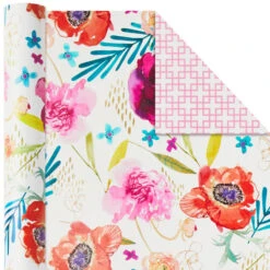 Hallmark Bright Florals 3-Pack Reversible Wrapping Paper, 120 Sq. Ft. Total -Fashion Accessories Store Bright Flowers 3Pack Reversible Wrapping Paper 5EWR2433 05