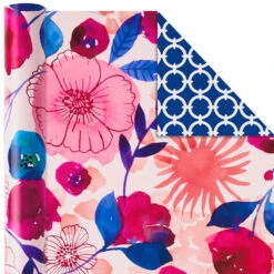 Hallmark Bright Florals 3-Pack Reversible Wrapping Paper, 120 Sq. Ft. Total -Fashion Accessories Store Bright Flowers 3Pack Reversible Wrapping Paper 5EWR2433 06