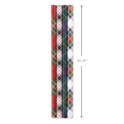Hallmark Classic Plaids 4-Pack Wrapping Paper Assortment, 120 Sq. Ft. -Fashion Accessories Store Classic Plaids Christmas Wrapping Paper Assortment 5JXW1040 08