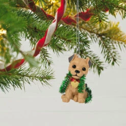 Hallmark Puppy Love Terrier 2023 Ornament -Fashion Accessories Store Dog With Tinsel Keepsake Ornament 1599QXR8177 02