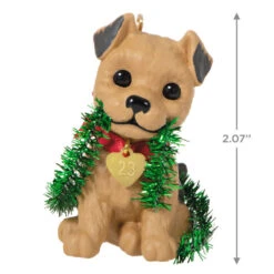 Hallmark Puppy Love Terrier 2023 Ornament -Fashion Accessories Store Dog With Tinsel Keepsake Ornament 1599QXR8177 03