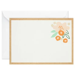 Hallmark Ivory Floral Flat Note Cards In Caddy, Box Of 40 -Fashion Accessories Store Floral SinglePanel Note Cards With Caddy 3CNT5048 04
