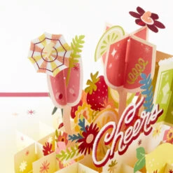 Hallmark Here's To You Cocktail Toast 3D Pop-Up Card -Fashion Accessories Store Fruit Cocktail Drinks Celebration 3D PopUp Card for Her 1299LAD2897 05