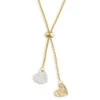 Double Heart Charms Giving Necklace, 35" -Fashion Accessories Store Gold and Silver Heart Charms Layered Necklace 1004440102 01