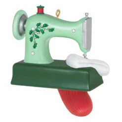 Hallmark Sew Very Merry! Ornament -Fashion Accessories Store Green Sewing Machine and Stocking Keepsake Ornament 1799QGO2927 06