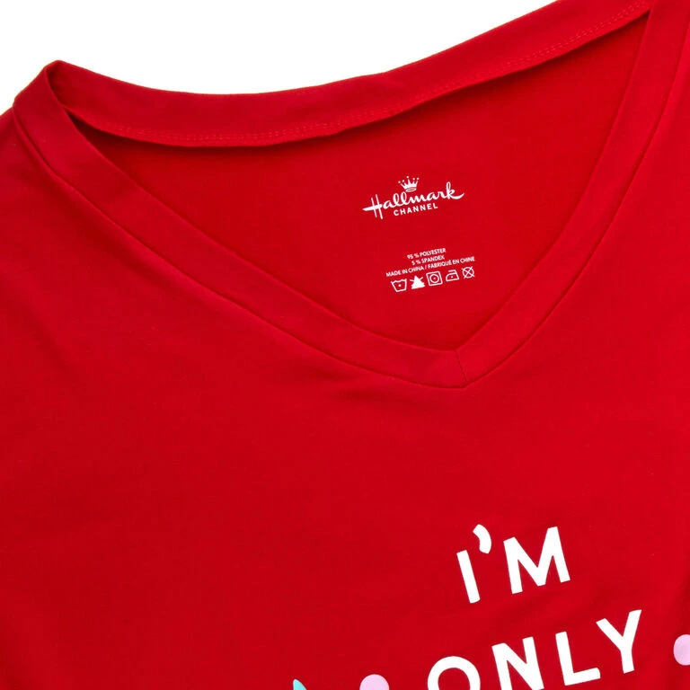 Hallmark Channel Only Awake Oversized Women's Red Sleep Shirt, Small/Medium 6 Hallmark Channel Only Awake Oversized Women's Red Sleep Shirt, Small/Medium - Image 4