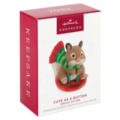 Hallmark Cute As A Button Special Edition Ornament -Fashion Accessories Store Hamster on Button Sled Keepsake Ornament 1599QXE3317 04