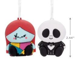 Better Together Disney Tim Burton's The Nightmare Before Christmas Jack And Sally Magnetic Hallmark Ornaments, Set Of 2 -Fashion Accessories Store Jack Skellington and Sally Christmas Ornaments 3HCM2400 03