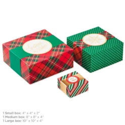 Hallmark Joy To You 3-Pack Christmas Gift Boxes, Assorted Sizes And Designs -Fashion Accessories Store Joy to You Assorted Christmas Gift Boxes 55XBC1128 03