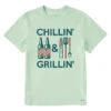 Life Is Good Chillin & Grillin Men's Light Green T-Shirt, Medium