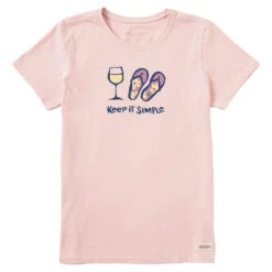 Life Is Good Keep It Simple Women's Pink T-Shirt, Small