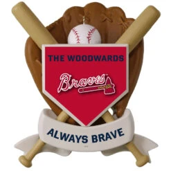 MLB Baseball Personalized Ornament, Braves™ -Fashion Accessories Store MLB Baseball Personalized Ornament Braves 2499QHE1913B100 03