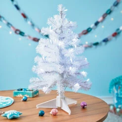 Hallmark Miniature White Pre-Lit Christmas Tree, 18.75" -Fashion Accessories Store Miniature White PreLit Christmas Tree 2499QSB6243 02