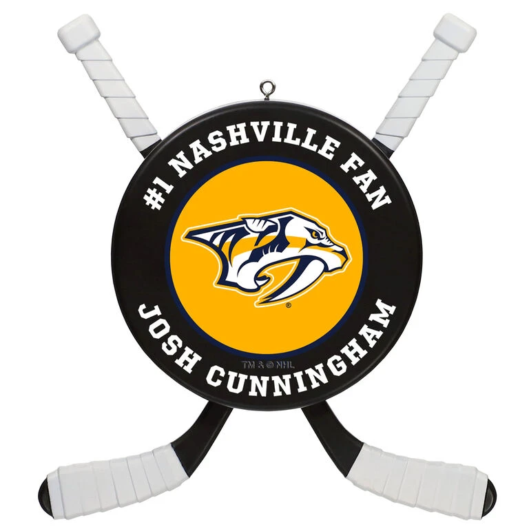 NHL Hockey Personalized Ornament, Nashville Predators® 3 NHL Hockey Personalized Ornament, Nashville Predators®