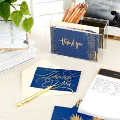Hallmark Bulk Navy And Gold Assorted Blank Thank-You Notes, Box Of 120 -Fashion Accessories Store Navy and Gold Assorted Blank ThankYou Notes Bulk Pack 5STZ1064 07