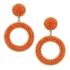 Talulah Orange Seed Bead Drop Earrings -Fashion Accessories Store Orange Beaded Drop Earrings 24336EOR 01