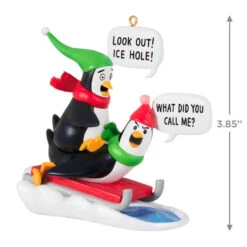 Hallmark What Did You Call Me? Ornament -Fashion Accessories Store Penguins Sledding Keepsake Ornament 2099QGO2867 03