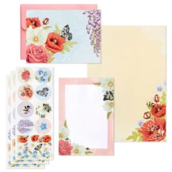 Hallmark Pink Floral Stationery Set And Desk Organizer Box 10 Hallmark Pink Floral Stationery Set And Desk Organizer Box -Fashion Accessories Store Pink Floral Stationery Set and Note Cards in Box 5STZ1186 03