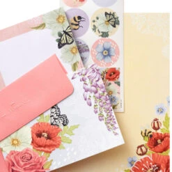 Hallmark Pink Floral Stationery Set And Desk Organizer Box 11 Hallmark Pink Floral Stationery Set And Desk Organizer Box -Fashion Accessories Store Pink Floral Stationery Set and Note Cards in Box 5STZ1186 04