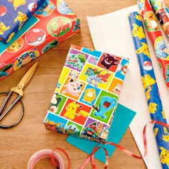 Hallmark Assorted Pokémon Wrapping Paper 3-Pack, 60 Sq. Ft. -Fashion Accessories Store Pokmon Wrapping Paper for Kids Birthdays 5EWR2645 03