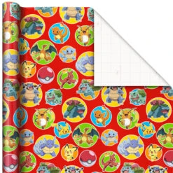Hallmark Assorted Pokémon Wrapping Paper 3-Pack, 60 Sq. Ft. -Fashion Accessories Store Pokmon Wrapping Paper for Kids Birthdays 5EWR2645 06
