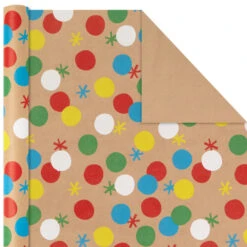 Hallmark Primary Birthday 3-Pack Kraft Wrapping Paper, 105 Sq. Ft. Total -Fashion Accessories Store Primary Birthday 3Pack Kraft Wrapping Paper 5EWR6409 04