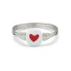 Pura Vida Silver Ring With Enamel Heart Bead, Size 6 -Fashion Accessories Store Pura Vida Enamel Heart Bead Silver Ring 1010JERG1249SILV6 01