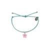Pura Vida Solstice Pink Flower Charm On Seafoam Bracelet -Fashion Accessories Store Pura Vida Pink Flower Charm Teal Bracelet 36246SEAF 01