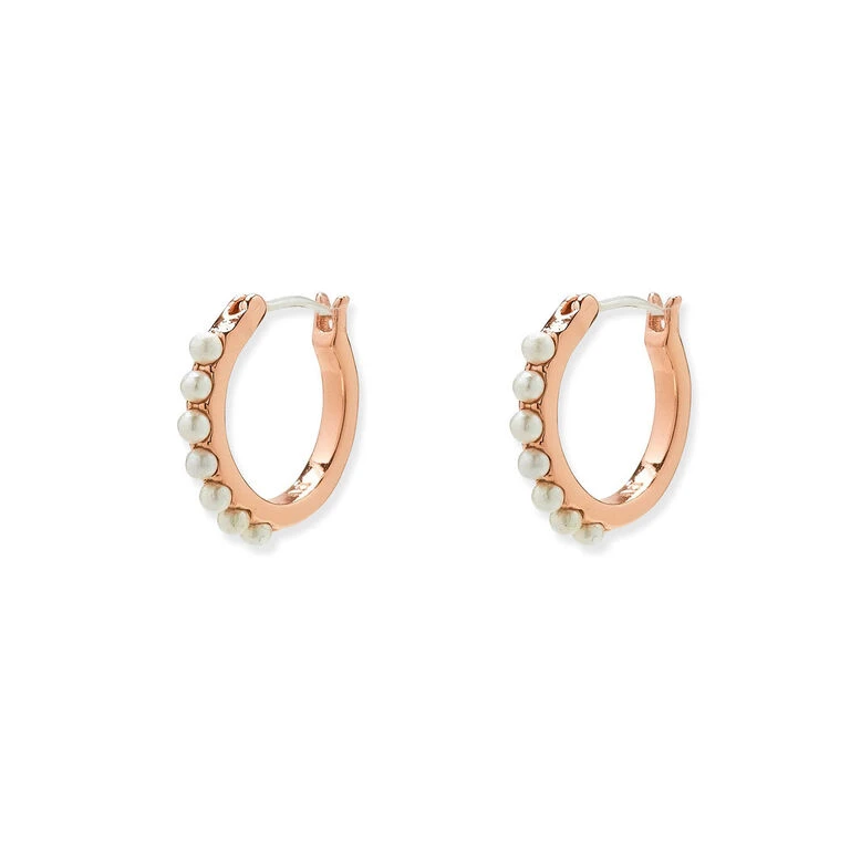 Pura Vida Rose Gold Pearl Pave Hoop Earrings 3 Pura Vida Rose Gold Pearl Pave Hoop Earrings
