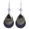 Purple And Silver Layered Metal Drop Earrings