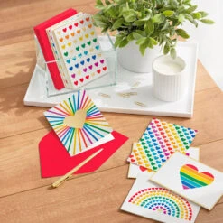 Hallmark Rainbow Hearts Boxed Blank Notes Assortment, Pack Of 24 -Fashion Accessories Store Rainbow Hearts Assorted Boxed Blank Note Cards 5STZ1178 05
