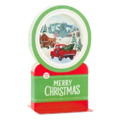 Hallmark Red Truck Snow Globe Musical 3D Pop-Up Christmas Card With Motion -Fashion Accessories Store Red Truck Snowglobe 3D PopUp Music Motion Christmas Card 1299XOD9992 03