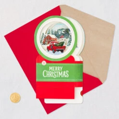 Hallmark Red Truck Snow Globe Musical 3D Pop-Up Christmas Card With Motion -Fashion Accessories Store Red Truck Snowglobe 3D PopUp Music Motion Christmas Card 1299XOD9992 06