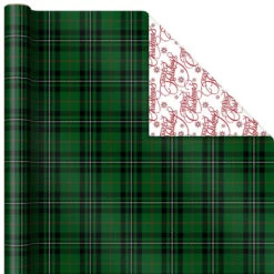 Hallmark Christmas Classics 3-Pack Reversible Wrapping Paper Assortment, 120 Sq. Ft. -Fashion Accessories Store Santa and Plaids Assorted Reversible Gift Wrap 5JXW1070 05