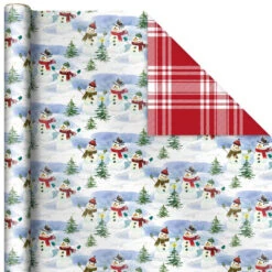 Hallmark Christmas Classics 3-Pack Reversible Wrapping Paper Assortment, 120 Sq. Ft. -Fashion Accessories Store Santa and Plaids Assorted Reversible Gift Wrap 5JXW1070 06