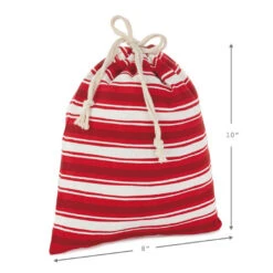 Hallmark 10" And 20" Santa And Stripes 2-Pack Fabric Christmas Gift Bags -Fashion Accessories Store Santa and Stripes Medium and XL Fabric Gift Bags XGB4902 04