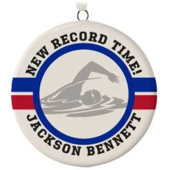 Swimming Ceramic Circle Personalized Ornament