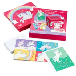 Hallmark Colorful Unicorn Classroom Valentines Set With Light-Up, Musical Mailbox -Fashion Accessories Store Unicorn Kids Classroom Exchange Valentines and Box 5VBX2959 05