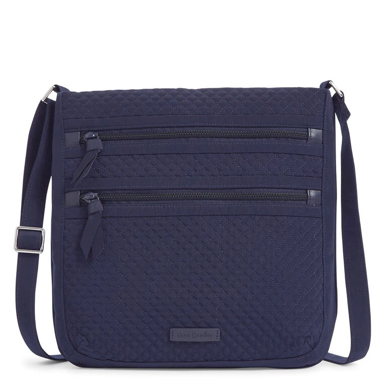Vera Bradley Triple Zip Hipster In Classic Navy Microfiber 3 Vera Bradley Triple Zip Hipster In Classic Navy Microfiber