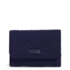 Vera Bradley RFID Riley Compact Wallet In Classic Navy -Fashion Accessories Store Vera Bradley Navy Blue Small Wallet 27435219 01